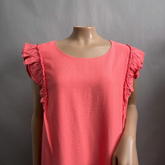 Cece Dress Women 18W Pink Ruffle Flutter Sleeve Rayon Cocktail Casual NWT $99 - Picture 2 of 10